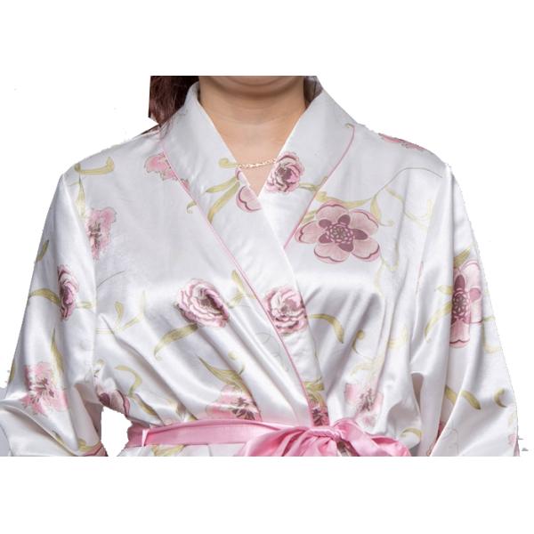 Classic Ladies Satin Pyjamas , Long Sleeve Ladies Satin Nightwear With Flower Printing