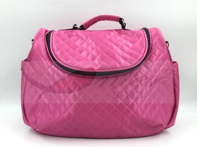 Pink Satin Quilted Tote Diaper Bags With Strap Easy Carry Big Capacity