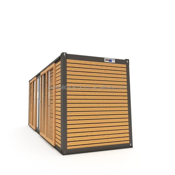 Alojamiento hotelero Casa de oficinas prefabricada de contenedores de 20 pies con puerta corredera de madera y ventanas de aleación de aluminio