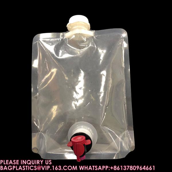 ODM 1L 3L 5L Stand Up Plastic Valve Tap Spout Pouch Bag In Box For Wine Coffee Water Juice Beverage Liquid