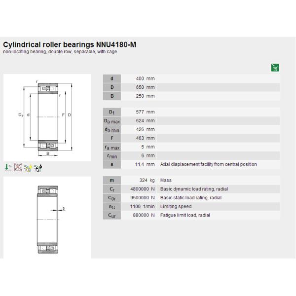 NNU4180-M FAG Bearings with Cylindrical Roller for Cement Machinery