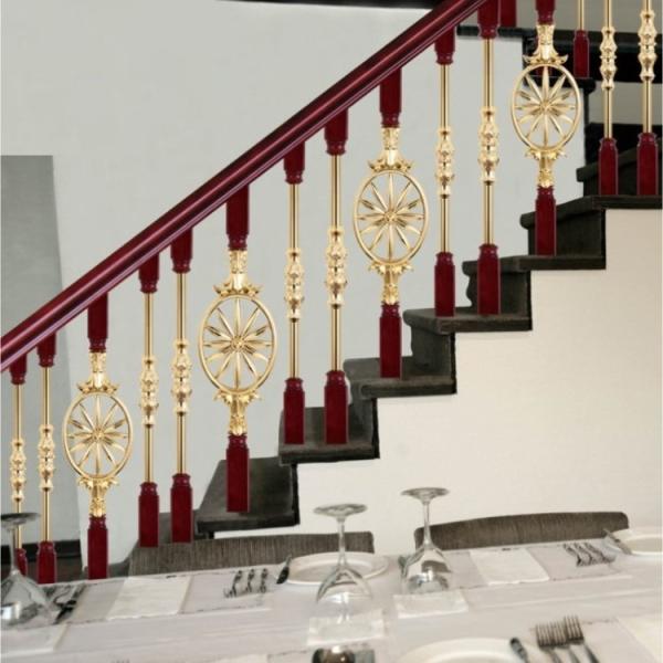 Hotel Antique Bronze Balusters Copper Bronze Interior Stair Railing
