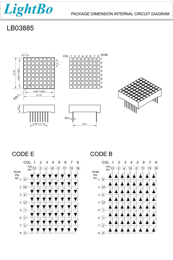 Чистый зеленый анод строки дисплея СИД матрицы точки квадрата 8x8 для индикатора положения лифта
