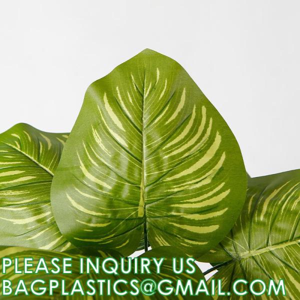 Palm Leaves Artificial Tropical Monstera-84Pcs 6 Kinds Large Small Green Fake Palm Leaf with Stems for Safari Jungle