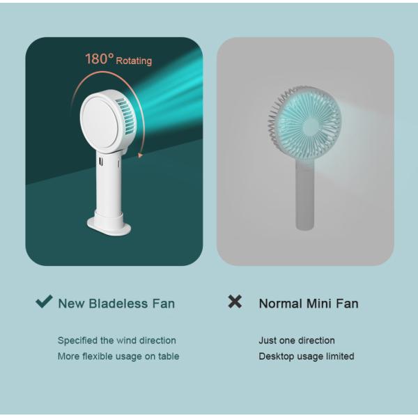 Bladeless портативное вращение 180 градусов вентилятора 10hours USB Handheld на открытом воздухе охлаждая