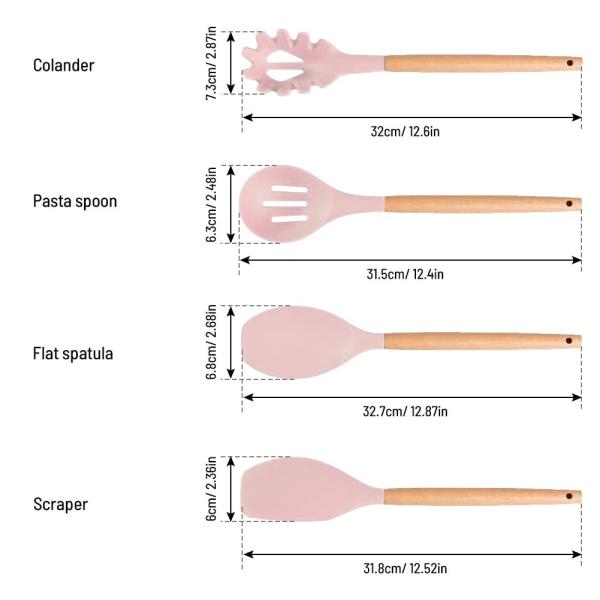 19pcs Non-Stick Silicone Cooking Kitchen Utensils Spatula Set With Holder, Wooden Handle Silicone Kitchen Gadgets