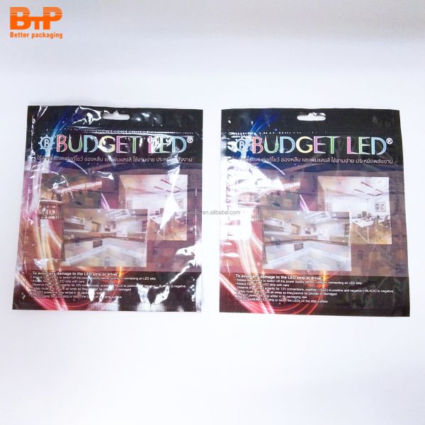 Anti-static Aluminum Foil Laminated 3 Side Seal Pouch LED Light Strip Lamp Belt Plastic Packaging Bags