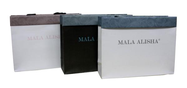 Black / White Mala Alisha 250g Paper Carrier Bag 0c+1c Printing, Custom Shopping Bags