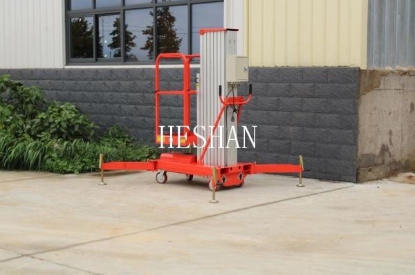 AC Powered Single Mast Lift Aluminum Alloy Hydraulic Lifting Platform