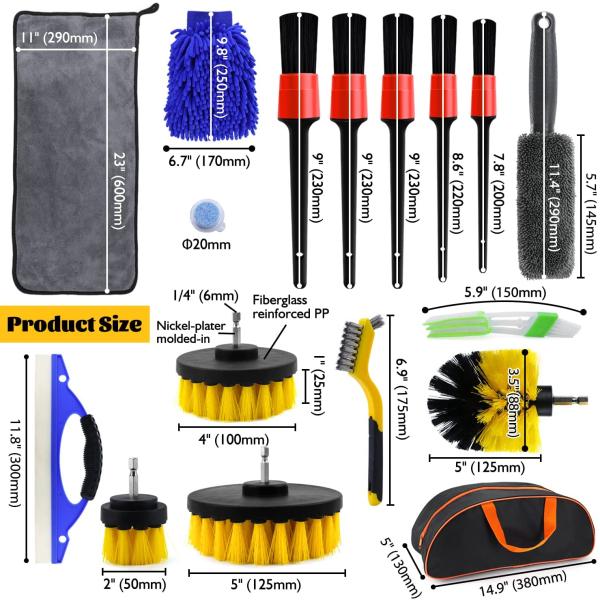 23PCS Car Detailing Brush Kit Microfiber For Interior Exterior