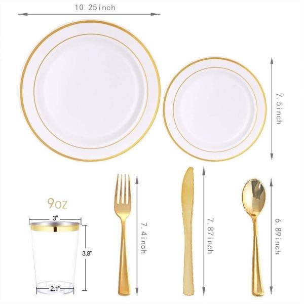 Custom Dish Gold Stainless Steel Dinnerware No Metal Aftertaste Opp Bage Packed