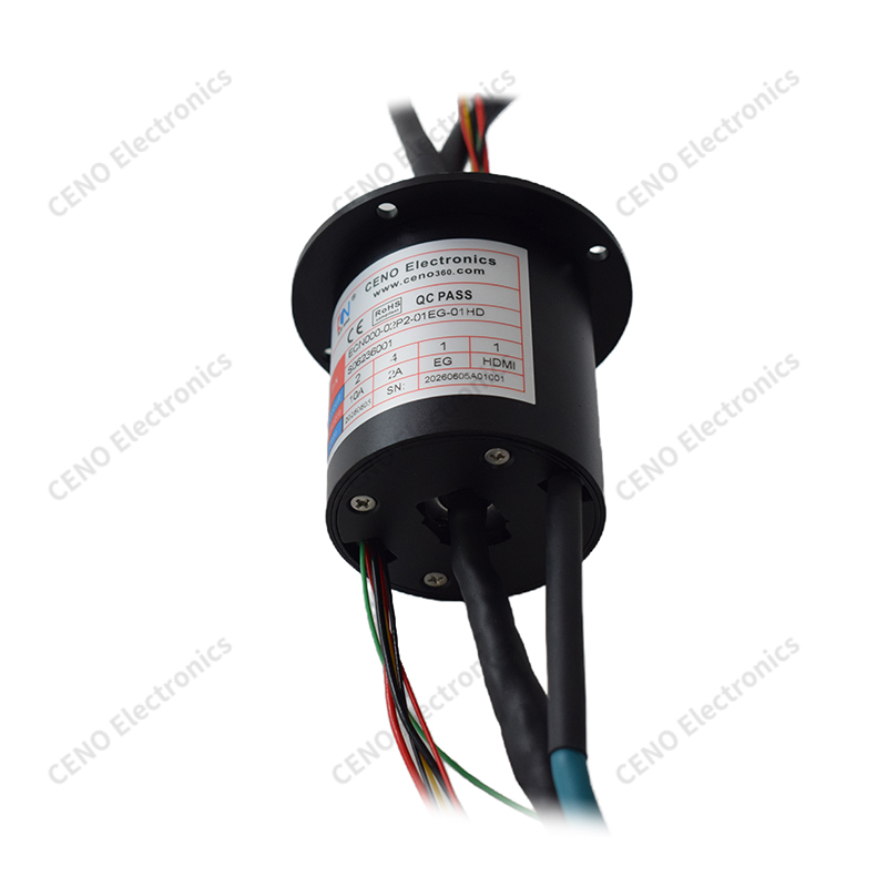 Flange Mount Hybrid Slip Ring for HDMI and Gigabit Ethernet Rotary Transmission