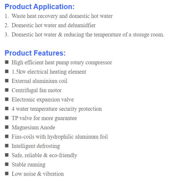 All-in-One Domestic Heat Pump 75% Air Source 25% Electricity 3 Kw for Hot Water Needs