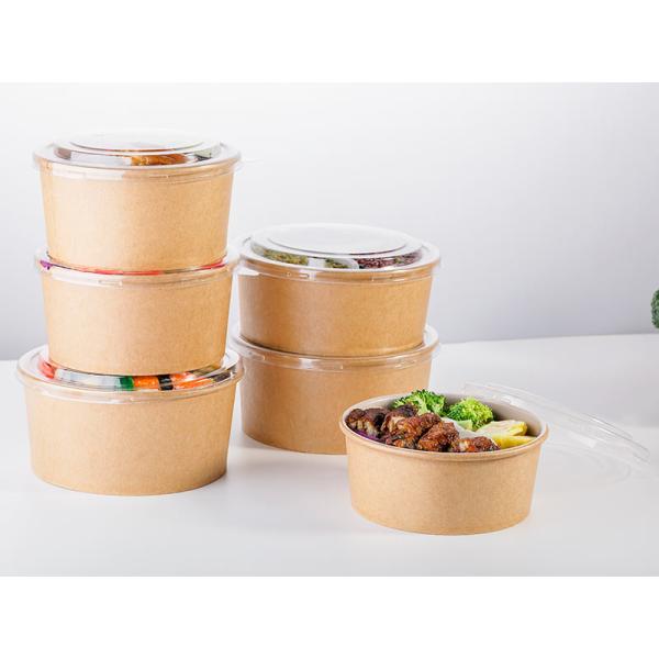 Салатницы 25 Oz 750ml устранимые Kraft с крышками для салата и супа Eco дружелюбного