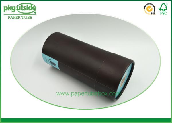 Black Kraft Paper Tube Packaging , Custom Logo Cardboard Tubes With Lids