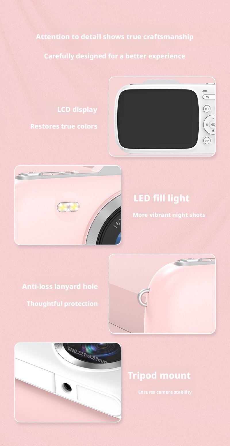 4K 64MP Optical Zoom Digital Camera 16x Electronic Image Stabilization HD Screen Auto Focus Smile Capture Compact Portable