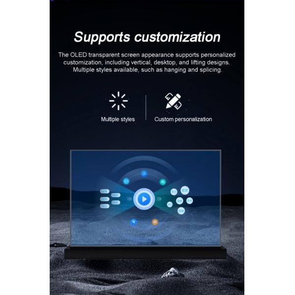 Android Operating System Transparent Oled Display Digital Signage with 8 Array Mic