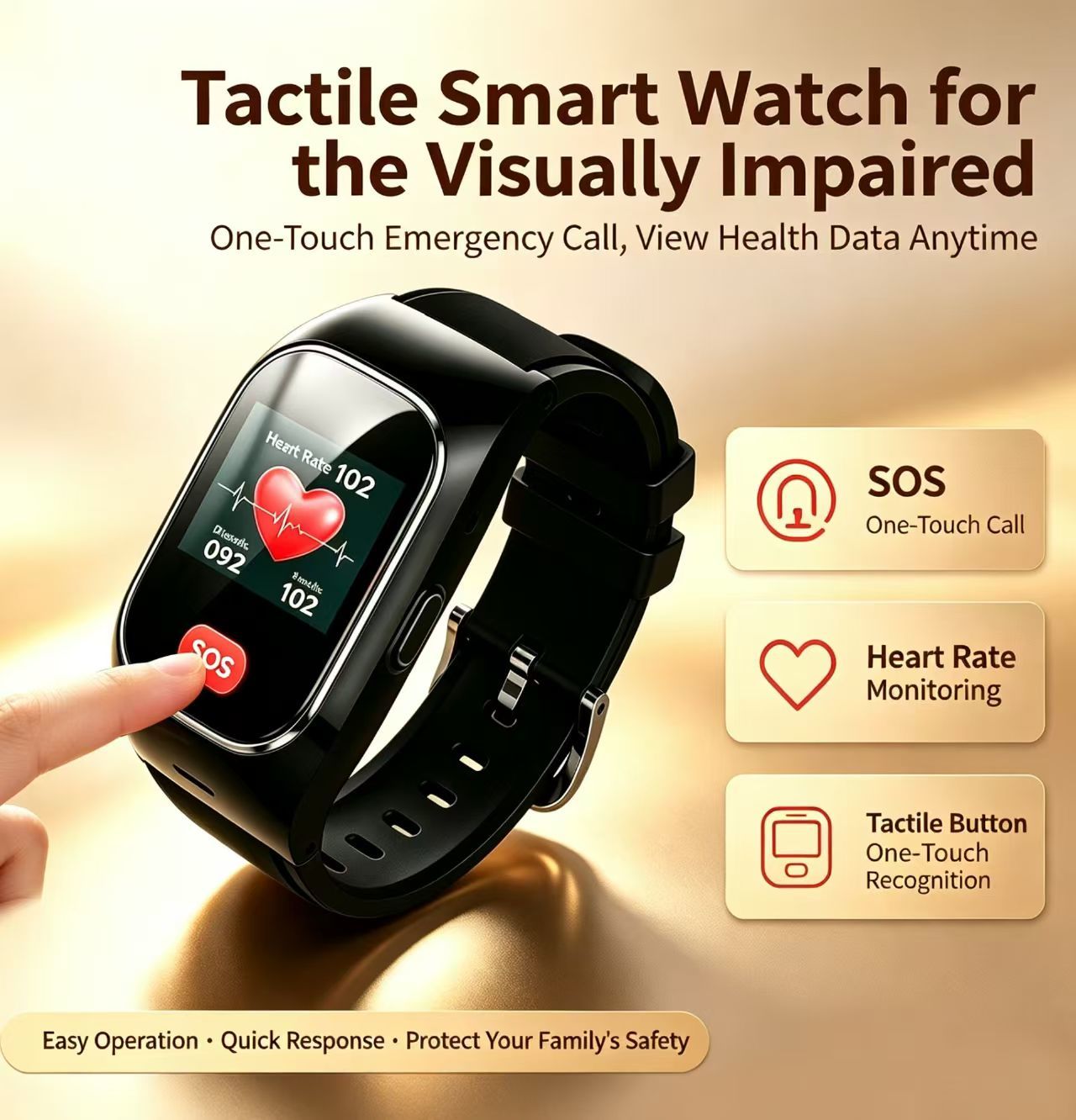 Emergency Watch for the Elderly Fall Detection Wristband SOS Call Emergency Button GPS 4G Watch Health Monitor for the Elderly