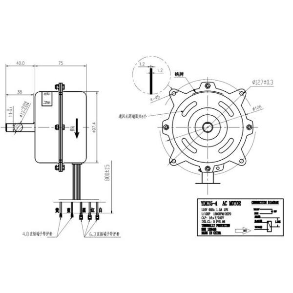 Вентиляторный двигатель АК одиночной фазы на открытом воздухе для вала 20В кондиционера одиночного - 70В