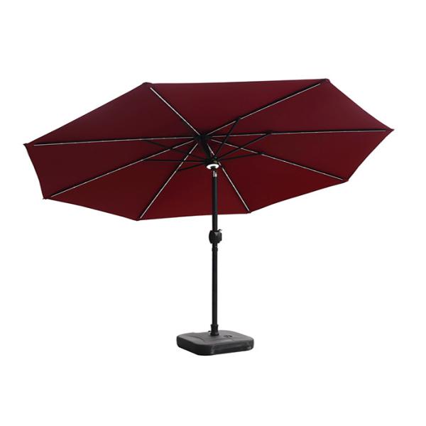 300x245cm 8 Rib Straight Pole Parasol Garden Umbrella With Bluetooth Speaker System