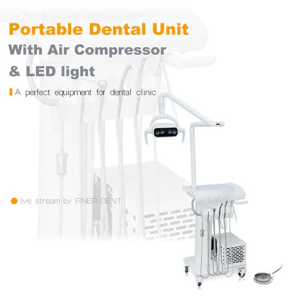Lâmpada LED de bandeja dentária operar unidade dentária portátil com compressor de ar