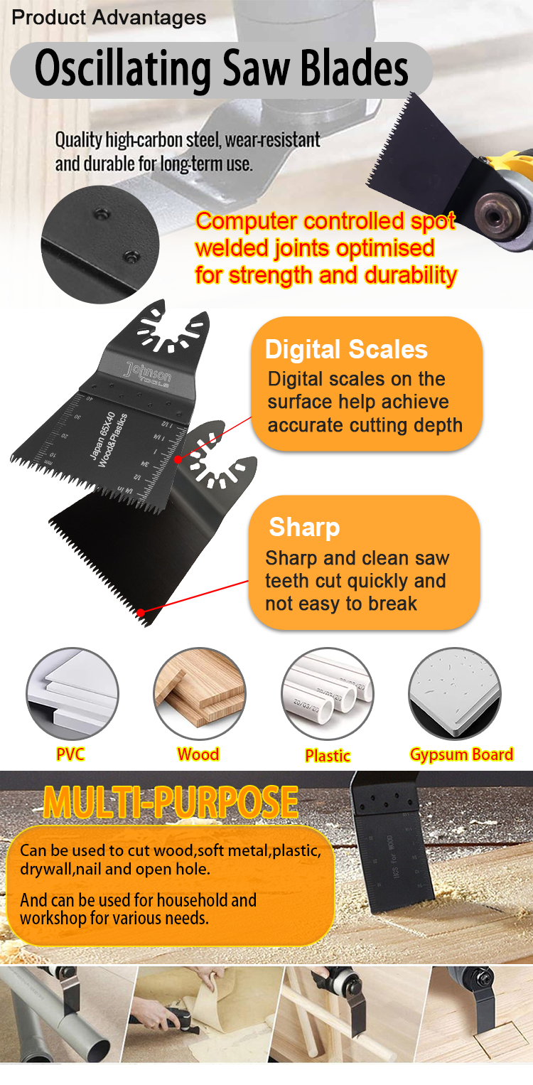 Wood Plastics Cutting 65x40mm Oscillating Multi Tool Blades