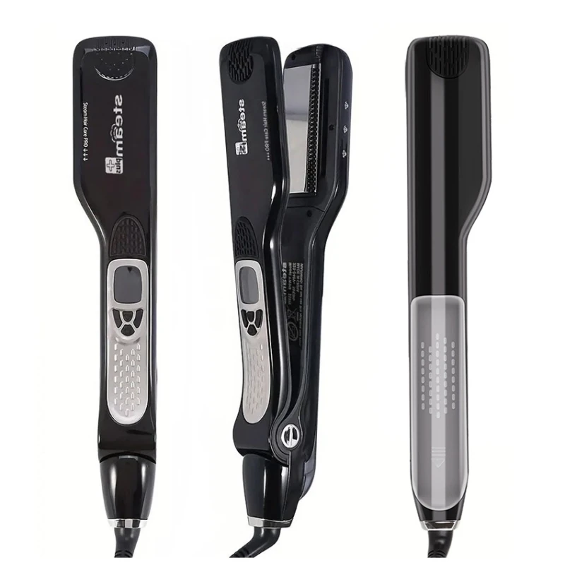 Professional Electric Ceramic Hair Straightener with LCD Display Steam 5-Level Adjustable for Salon Hotel Outdoor & Home Use