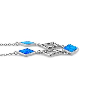 Ювелирные изделия захвата камня диаманта стерлинговые серебряные, ожерелье голубой лаборатории греческое опаловое