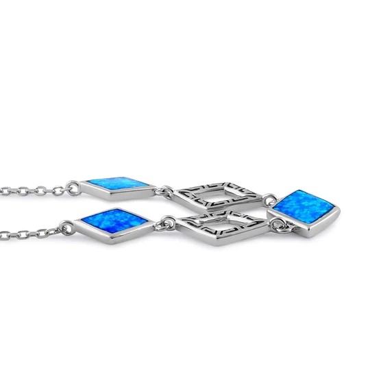 Ювелирные изделия захвата камня диаманта стерлинговые серебряные, ожерелье голубой лаборатории греческое опаловое