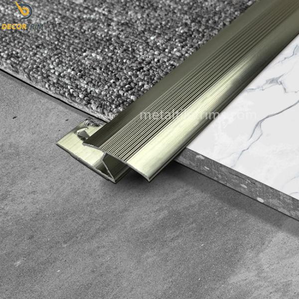 Shiny Champagne Zig Zag Carpet Transition Strip With Gripper Punching