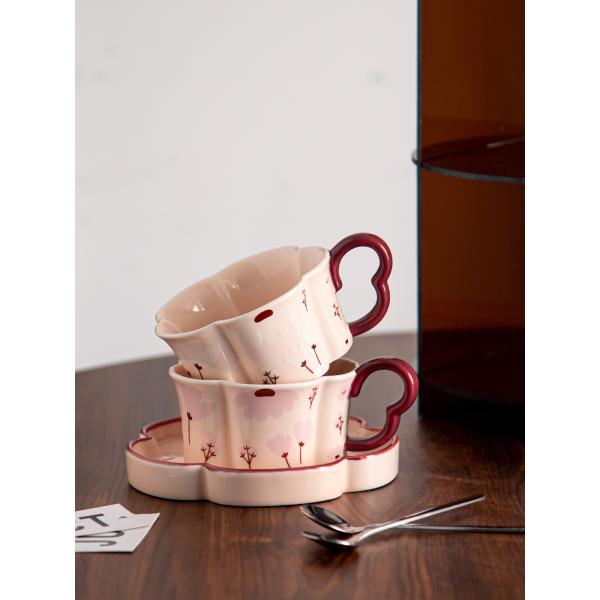 210ml Volume Fresh Style Exquisite Flower Shaped Cups And Saucers For End Coffee