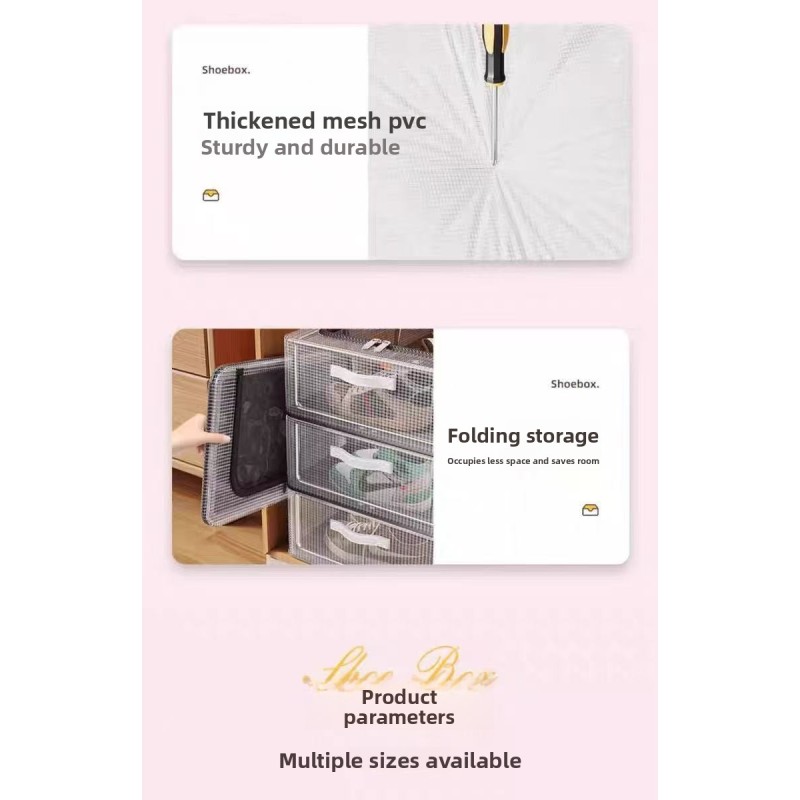 Factory Wholesale Plastic Foldable Transparent Dustproof Shoe Storage Cabinet Portable Shoe Box for Home