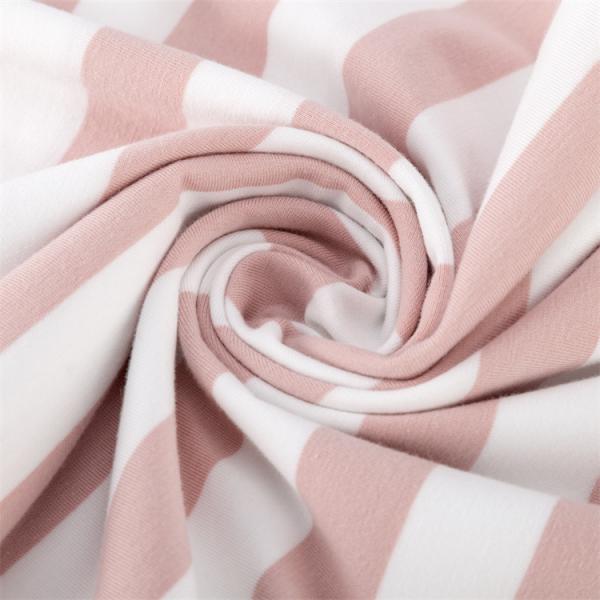 Healthy Smooth Skin-Friendly Good Elasticity Natural Striped Knit Fabric For Casual Wear