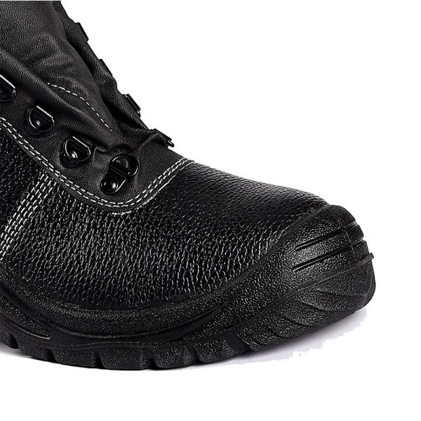 Industrial Anti Puncture Steel Toe Safety Boots Embossed Leather Safety Shoes Anti Slip Oil Resistant