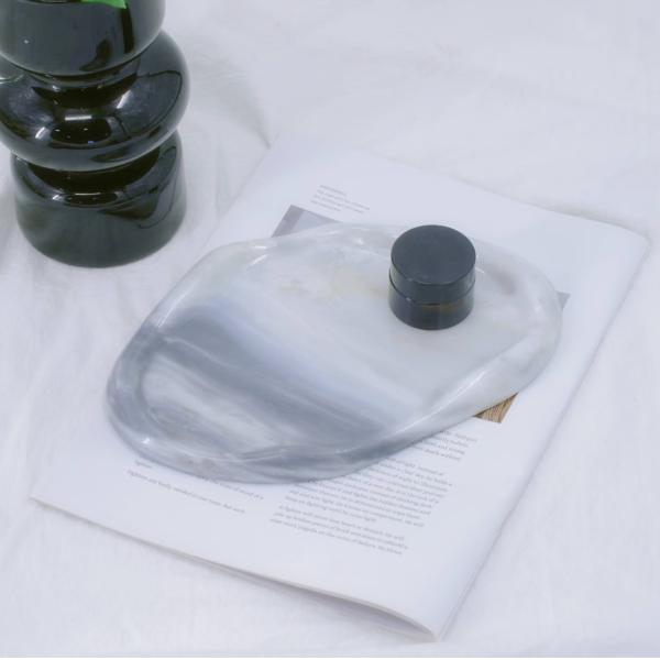 Brazil Grey Blue Marble Plate Tray Decorative Corrosion Resistant