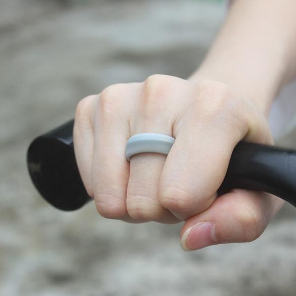 Unisex Silicone Rubber Rings 8mm Grooved for Wedding Engagement