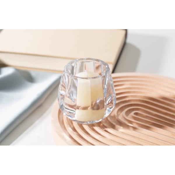 3 Inch Clear Faceted Round Glass Votive Candle Holders Machine Pressed