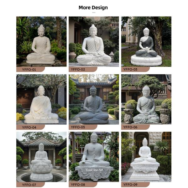 Outdoor Garden Decoration White Marble Buddha Statue