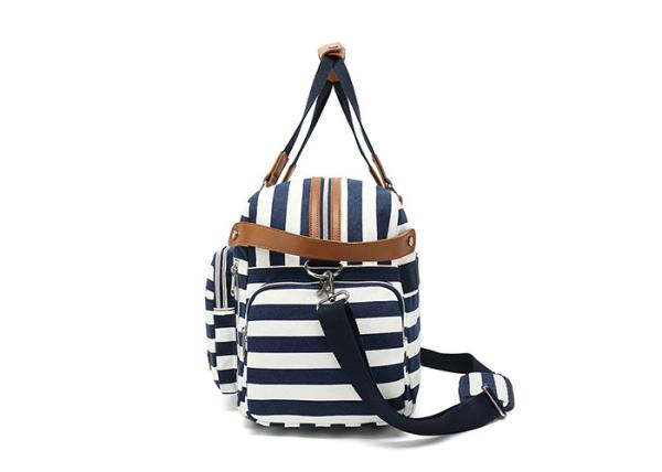 Portable Striped Weekender Duffel Bags Custom Large Capacity Package Unisex Bag