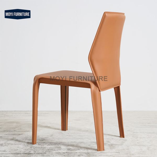 Modern Dinner Chair CUSTOM French Style Retro Leather Dining Chair Metal Hotel Dining Room Furniture Comfortable Seating