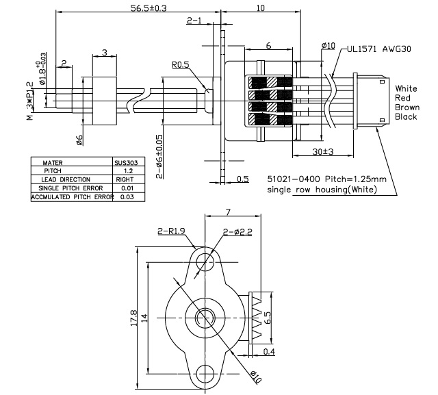 Мотор 10mm винта мини слайдера Stepper мотора постоянного магнита 5VDC микро- линейный
