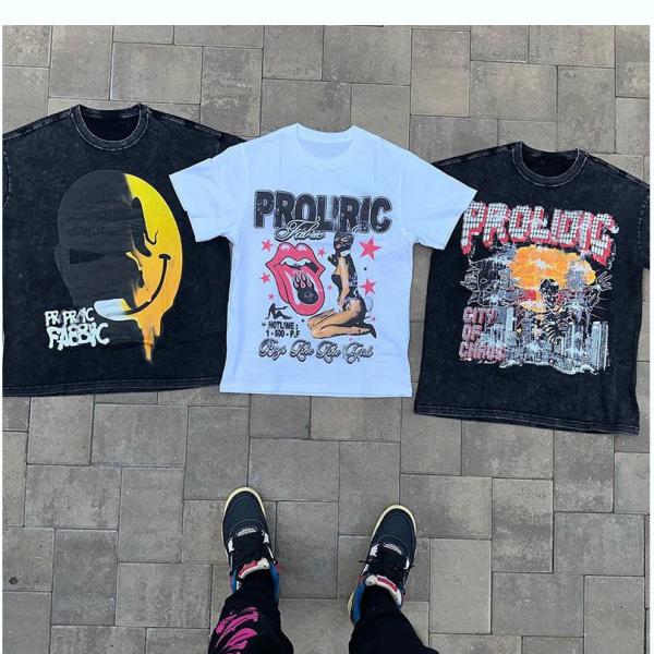 Roupas de rua unisex camisetas pretas de grande porte lavadas ácido lavadas simples vintage peso pesado pedra
