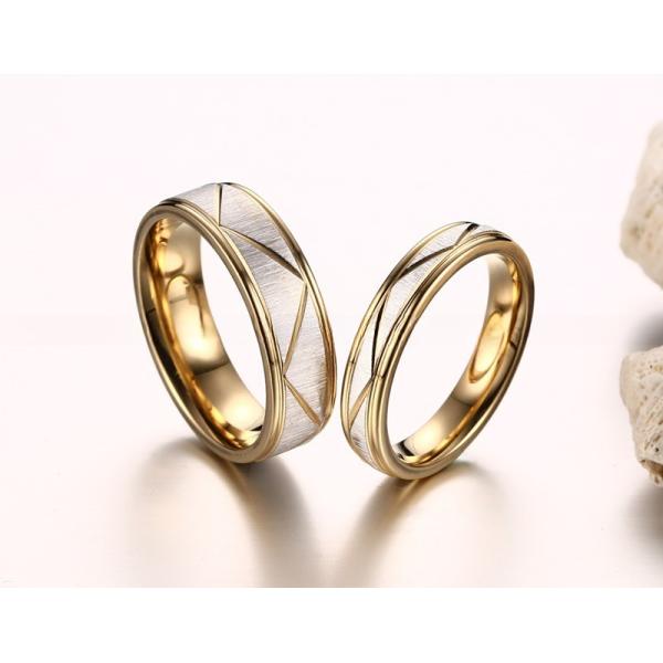 Wedding Stainless Steel Gold Couples Promise Rings 6mm Men And 4mm Women Third Party Appraisal