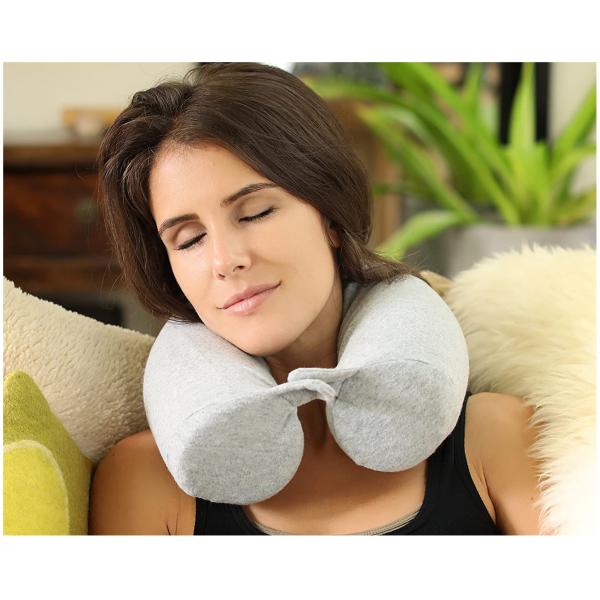 Memory Foam Neck Support Travel Pillow Bendable Roll Pillow for Sleeping on Airplane