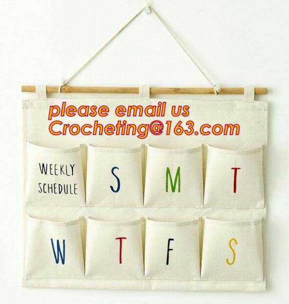 Cotton Canvas Wall Hanging Storage Bag, Canvas Linen Hanging Storage Bag, Household Canvas Cotton Hanging Wall Organizer