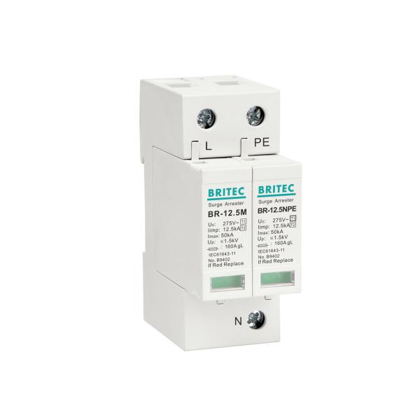 BRITEC BR-12.5M 3P+1 12.5kA Lightning Impulse Current Surge Protection Device with Plug-in Module Design and Class I+II Protection