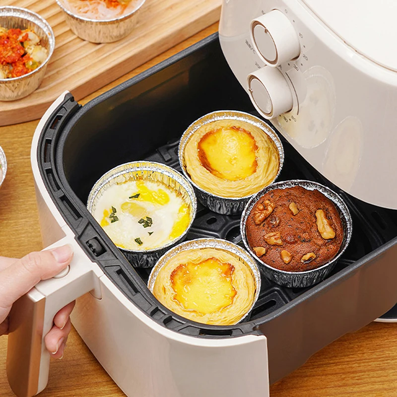 20Pcs Air Fryer Aluminum Foil Cake Cups for Baking Tin Steamer Mats and BBQ Food Tray