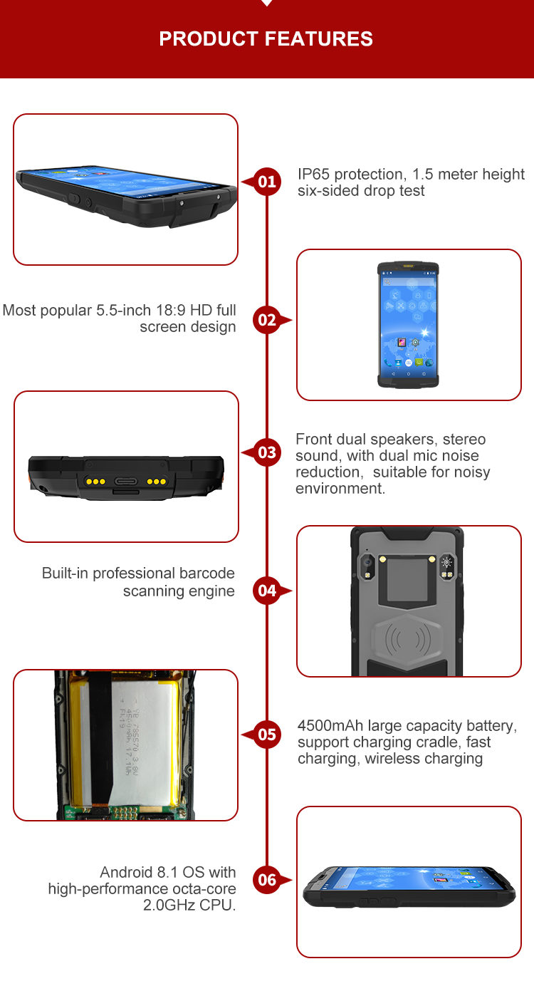 Wireless Handheld Laser QR 2D Barcode Scanner Module Android 8.1 With Touch Display