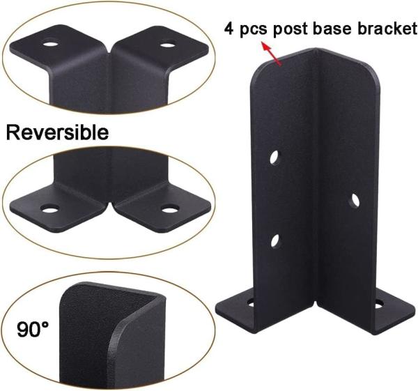 Wood Fence Pergola Post Base Brackets Adjustable Fit 1.5x1.5 2x2 2x4 4x4 Post