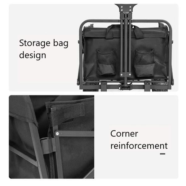 Outdoor Beach Hiking Camping Travelling Wagon with Retractable Handle and Cup Holders